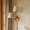 Candeeiro de parede dourado com cabo e dois abat-jours - Bretaña image 7