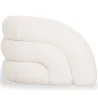 Poltrona Moderna Estofada Em Tecido Bouclé Branco Creme – Design Curvo E Confortável - Gab image 7