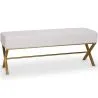 Banco Estofado Em Tecido Aveludado Com Estrutura De Metal Dourado - Vovi image 7