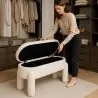 Banco Com Arrumação Estofado Em Tecido Bouclé Branco Sujo – Assento Moderno Para Sala E Quarto - Boreta image 7