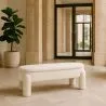 Banco Com Arrumação Estofado Em Tecido Bouclé Branco Sujo – Assento Moderno Para Sala E Quarto - Boreta image 7