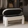 Banco Com Arrumação Estofado Em Tecido Bouclé Branco Sujo – Assento Moderno Para Sala E Quarto - Boreta image 7