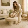 Ottoman De Design Em Bouclé Branco – Mesa De Centro Moderna - Sera image 7