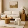 Banco Estofado Em Tecido Bouclé Branco Sujo – Assento Moderno Para Sala E Quarto - Boreta image 7