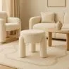 Banco Estofado Em Tecido Bouclé Branco Sujo – Assento Moderno Para Sala E Quarto - Boreta image 7
