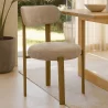 Cadeira de jantar Estofada em chenille - Pernas com efeito de carvalho - Design ergonômico e moderno - Okare image 7