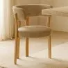 Poltrona de sala de estar com apoios de braços estofada em Chenille – Pernas com efeito de Carvalho – Design ergonômico e moderno – Okare image 7
