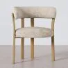 Poltrona de sala de estar com apoios de braços estofada em Chenille – Pernas com efeito de Carvalho – Design ergonômico e moderno – Okare image 7