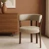 Poltrona de sala de estar com apoios de braços estofada em Chenille – Pés com efeito de madeira escura – Design ergonômico e moderno – Okare image 7