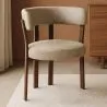 Poltrona de sala de estar com apoios de braços estofada em Chenille – Pés com efeito de madeira escura – Design ergonômico e moderno – Okare image 7