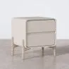 Mesita de cabeceira scandi moderna forrada em polipiel com 2 gavetas e pés de madeira natural - Bennis image 7