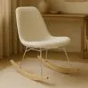 Cadeira de Balanço Minimalista Bouclé – Estilo Nórdico com Base de Madeira e Aço - Skögur image 7