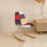 Cadeira de Balanço Moderna Patchwork – Estilo Nórdico com Pernas de Madeira e Aço - Skögur image 7