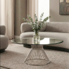 Mesa de Centro Redonda Vidro e Metal – Mesa de Sala de Estar Moderna – Barrel image 7