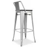 Banco Bar com encosto - Madeira e Aço - 76cm - Stylix image 7