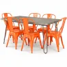 Pack Mesa de Jantar - Design Industrial 150cm + Pack de 6 Cadeiras de Jantar - Design Industrial - Hairpin Stylix image 9