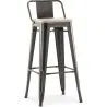 Banco bar com encosto - Design industrial - Madeira e aço - 76cm - Nova edição - Stylix image 9