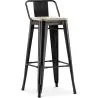 Banco bar com encosto - Design industrial - Madeira e aço - 76cm - Nova edição - Stylix image 9