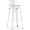 Banco bar com encosto - Design industrial - Madeira e aço - 76cm - Nova edição - Stylix image 9