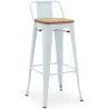 Banco bar com encosto - Design industrial - Madeira e aço - 76cm - Nova edição - Stylix image 9