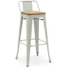 Banco bar com encosto - Design industrial - Madeira e aço - 76cm - Nova edição - Stylix image 9