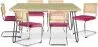 Pack Mesa de Jantar de Design Industrial 150cm & 6 Cadeiras de Jantar em Rattan - Estofos em Veludo - Martha image 9
