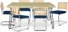 Pack Mesa de Jantar de Design Industrial 150cm & 6 Cadeiras de Jantar em Rattan - Estofos em Veludo - Martha image 9