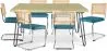 Pack Mesa de Jantar de Design Industrial 150cm & 6 Cadeiras de Jantar em Rattan - Estofos em Veludo - Martha image 9