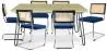 Pack Mesa de Jantar de Design Industrial 150cm e 6 Cadeiras de Jantar em Vime - Estofos em Veludo - Hyre image 9