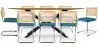 Pack Mesa de Jantar em Madeira Design Industrial (220cm) & 8 Cadeiras de Jantar em Vime - Estofos em Veludo - Martha image 9