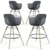 Banco de Bar - Design Escandinavo - Pernas de Madeira - Pack de 4 - Nordika image 9