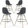 Bancos de Bar - Design Escandinavo - Pernas de Madeira - Pack de 4 - Skögur image 9