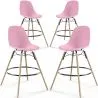 Bancos de Bar - Design Escandinavo - Pernas de Madeira - Pack de 4 - Skögur image 9