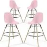 Bancos de Bar - Design Escandinavo - Pernas de Madeira - Pack de 4 - Skögur image 9