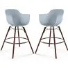 Bancos de Bar - Design Escandinavo - Pernas de Madeira Escura - Pack de 2 - Nordika image 9