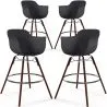 Bancos de Bar - Design Escandinavo - Pernas de Madeira Escura - Pack de 4 - Nordika image 9