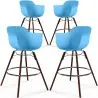Bancos de Bar - Design Escandinavo - Pernas de Madeira Escura - Pack de 4 - Nordika image 9