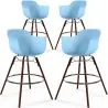 Bancos de Bar - Design Escandinavo - Pernas de Madeira Escura - Pack de 4 - Nordika image 9