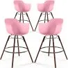 Bancos de Bar - Design Escandinavo - Pernas de Madeira Escura - Pack de 4 - Nordika image 9