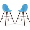 Bancos de Bar - Design Escandinavo - Pernas de Madeira Escura - Pack de 2 - Skögur image 9
