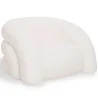 Poltrona Moderna Estofada Em Tecido Bouclé Branco Creme – Design Curvo E Confortável - Gab image 9