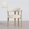 Poltrona de sala de estar com apoios de braços estofada em Chenille – Pernas com efeito de Carvalho – Design ergonômico e moderno – Okare image 9