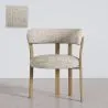Poltrona de sala de estar com apoios de braços estofada em Chenille – Pernas com efeito de Carvalho – Design ergonômico e moderno – Okare image 9