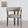 Poltrona de sala de estar com apoios de braços estofada em Chenille – Pés com efeito de madeira escura – Design ergonômico e moderno – Okare image 9