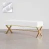 Banco Estofado Em Tecido Aveludado Com Estrutura De Metal Dourado - Vovi image 9
