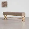 Banco Estofado Em Tecido Aveludado Com Estrutura De Metal Dourado - Vovi image 9
