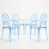 Conjunto de 4 cadeiras de jantar - Transparente - Design com braços - Louis XIV image 9
