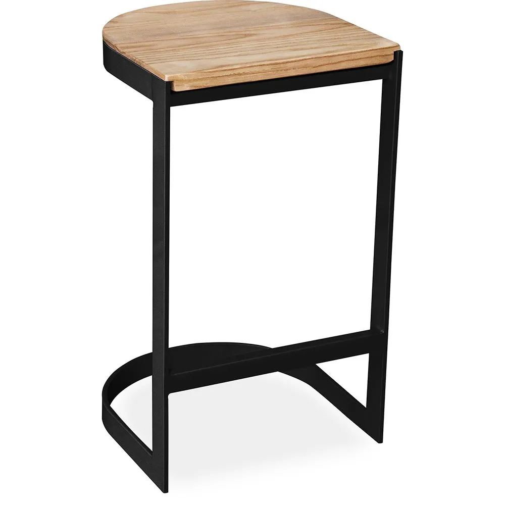Banco Bar - Design Industrial - Madeira e Metal - 60cm - Lia image 8