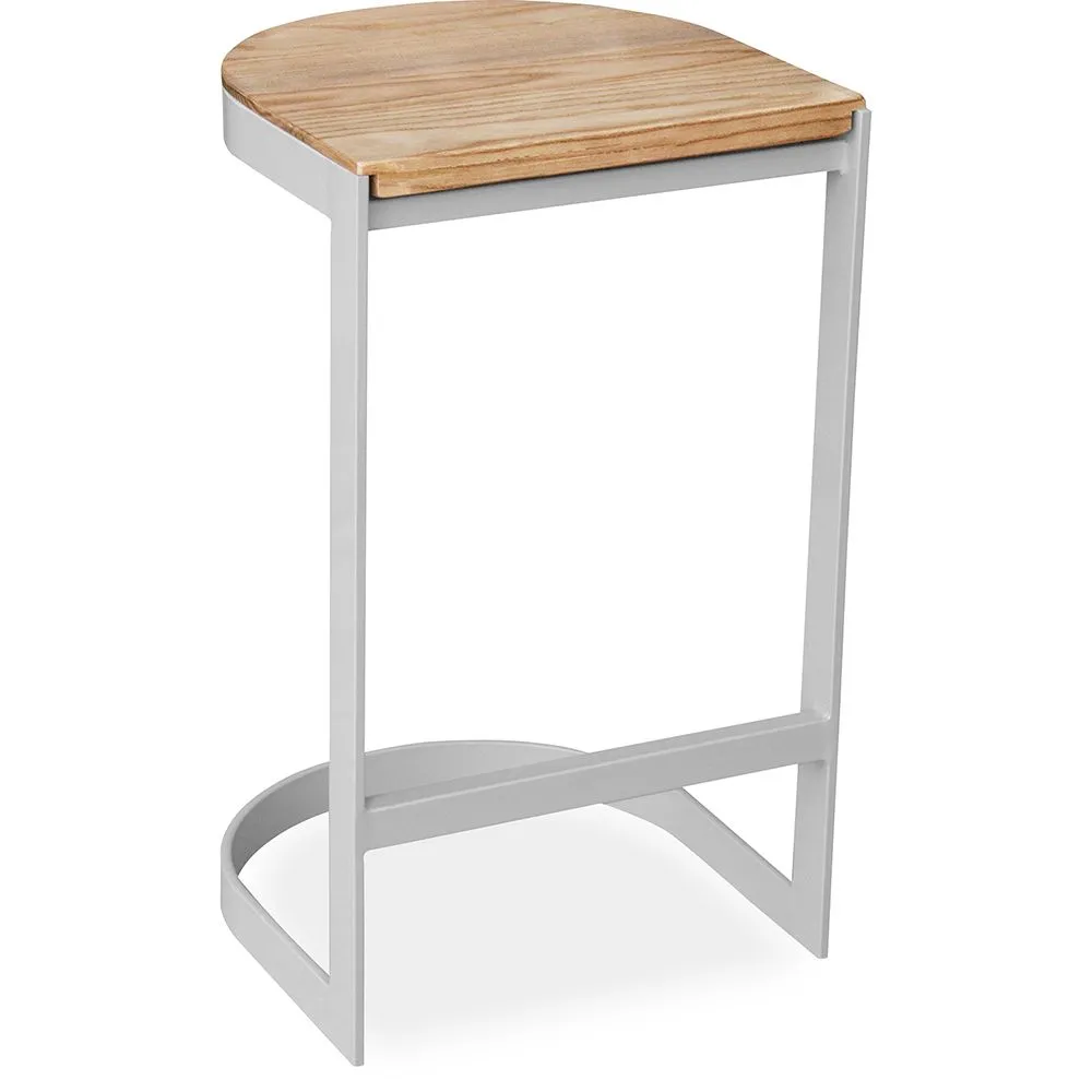 Banco Bar - Design Industrial - Madeira e Metal - 60cm - Lia image 8