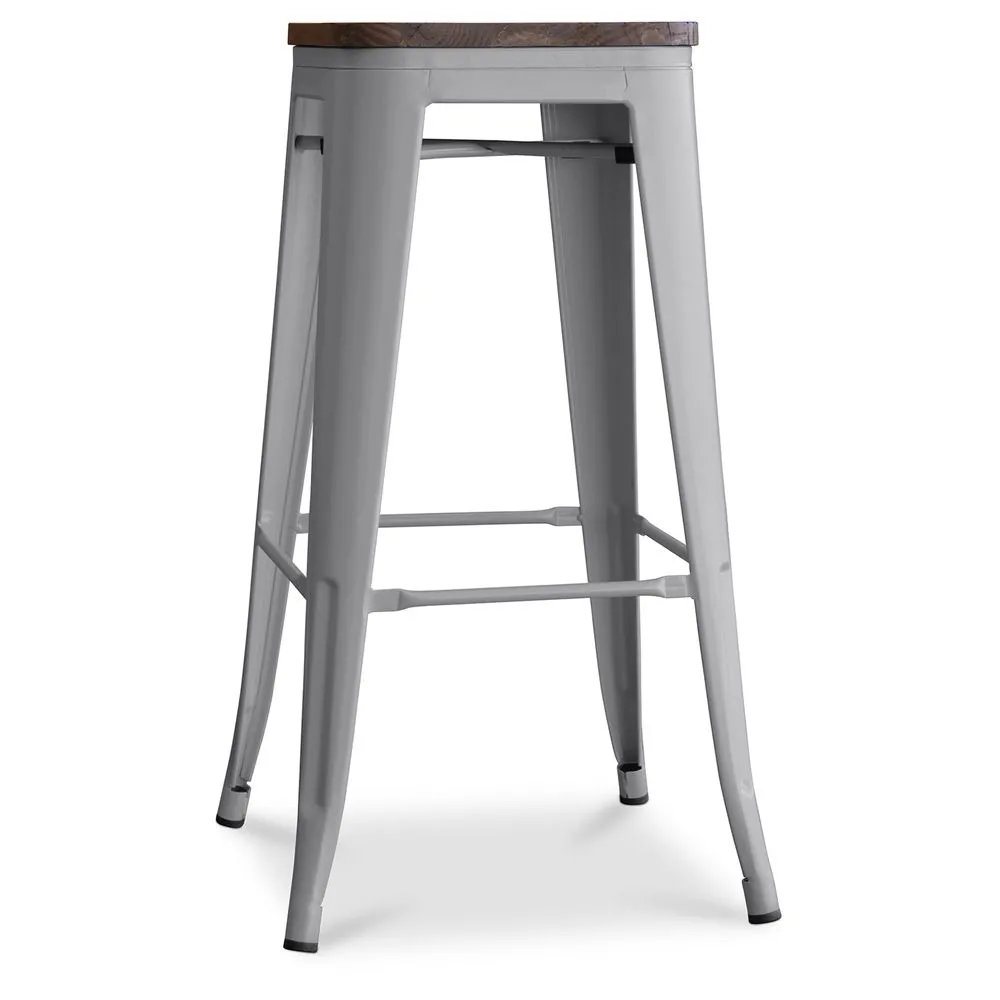 Banqueta de Design Industrial - Madeira & Aço - 76cm - Stylix image 8